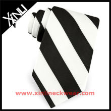Silk Woven Mens Tie Black and White Stripe